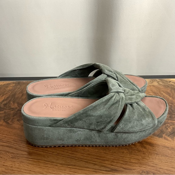 Green Suede Leather Platform Slide Sandal, New in Box - Picture 5 of 10